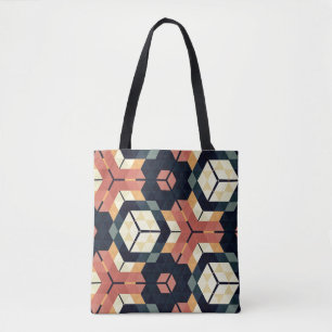Colorful Hexagon Square Geometric Pattern Tote Bag
