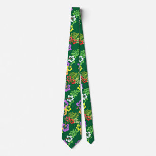 Colorful Hibiscus Flowers in Green Tie