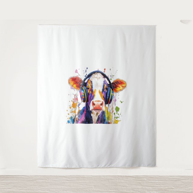 Colorful Highland Cow Tapestry (Front)