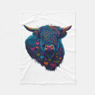 Colorful Highland Cow Valentines Day Farm Cow 2  Fleece Blanket