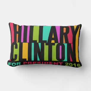 Colorful Hillary Clinton 2016 throw pillow