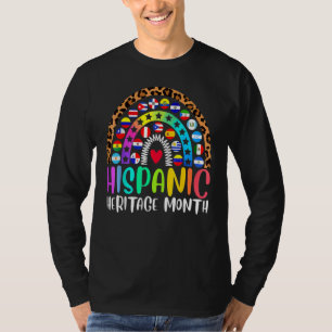 Colorful Hispanic Heritage Month Leopard Rainbow F T-Shirt