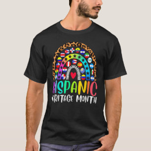 Colorful Hispanic Heritage Month Leopard Rainbow F T-Shirt