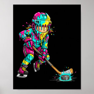Colorful Hockey Ice Cream Drip Player Poster