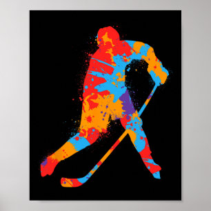 Colorful Hockey Player Kids Men Boys Ice Hockey  Poster