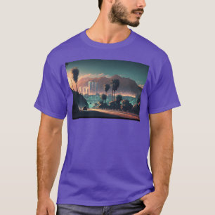 Colorful Hollywood Hills Vibrant Urban Landscape f T-Shirt