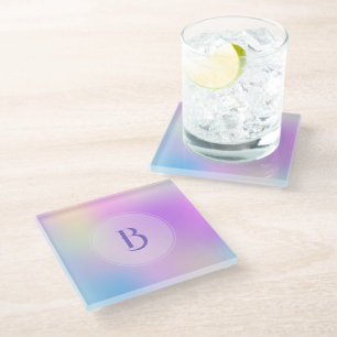 Colorful holographic background glass coaster