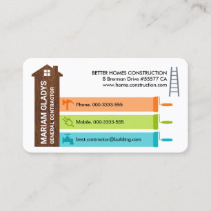 Colorful Home Building Tools Panel Business Card