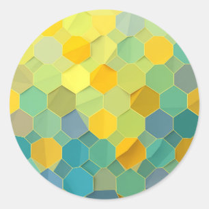 Colorful Honeycomb Geometric Pattern Classic Round Sticker
