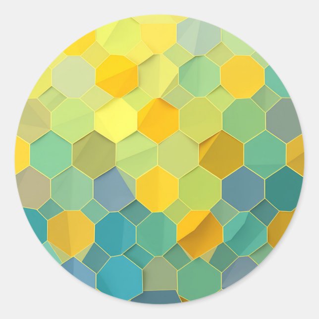 Colorful Honeycomb Geometric Pattern Classic Round Sticker (Front)