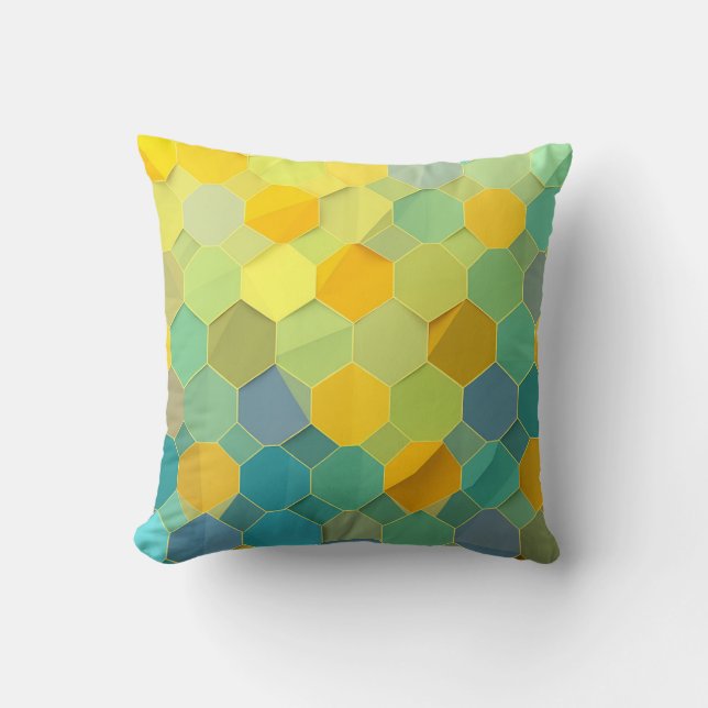 Colorful Honeycomb Geometric Pattern Cushion (Front)