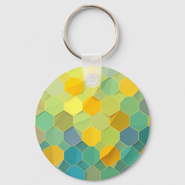 Colorful Honeycomb Geometric Pattern Key Ring (Front)