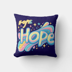 Colorful Hope Graffiti - Y2K Sparkle Aesthetic Cushion