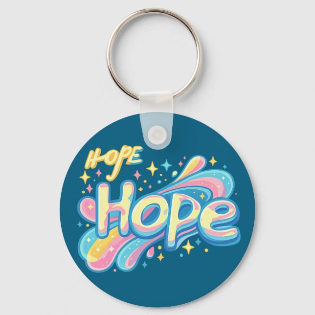 Colorful Hope Graffiti - Y2K Sparkle Aesthetic Key Ring (Front)