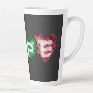 Colorful HOPE Hearts – Inspirational Love Typograp Latte Mug