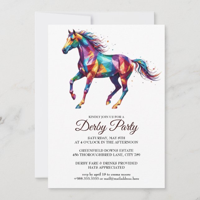 Colorful Horse Derby Party Invitation (Front)