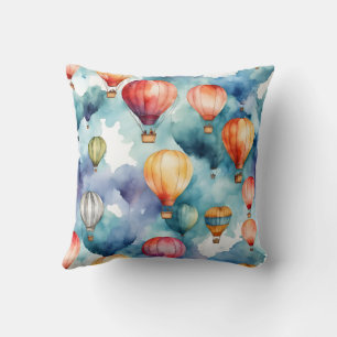 Colorful Hot Air Balloon Pattern  Cushion