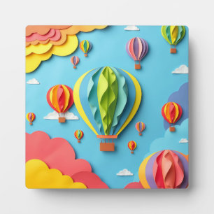 Colorful Hot Air Balloons Sky Pattern Plaque
