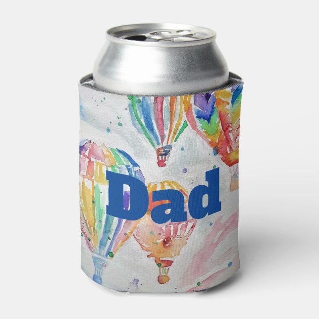 Colorful Hot Air Balloons Watercolour Painting Can Cooler (Can Front)