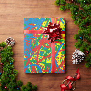 Colorful Hot Mess Yellow Green Blue Red Abstract  Wrapping Paper