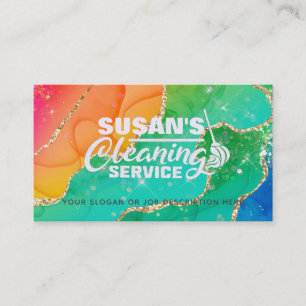 Colorful House Cleaning Business Cards