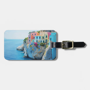 Colorful houses on a cliff near the sea luggage tag