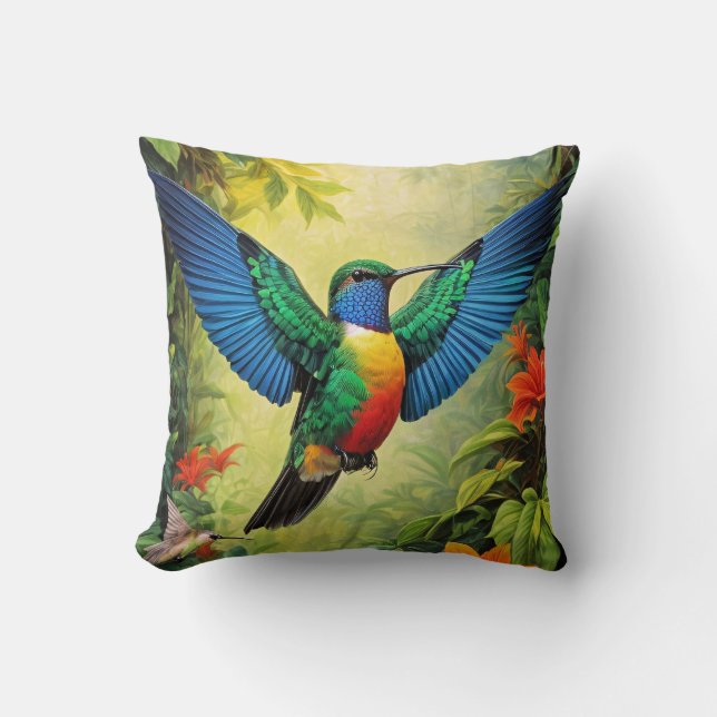 Colorful Hummingbird Cushion (Front)