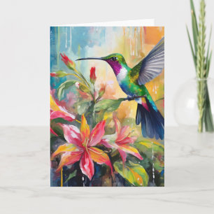 Colorful Hummingbird Modern Art Card