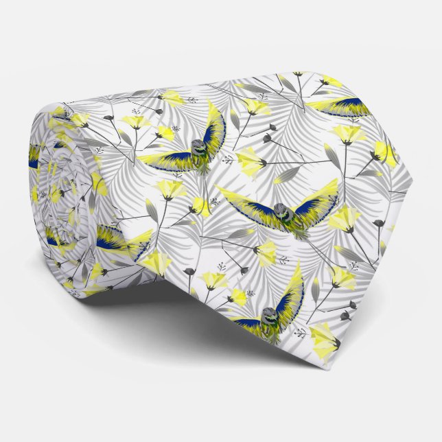 Colorful Hummingbird stylish Tie (Rolled)