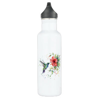 Colorful Hummingbird Watercolor Floral Nature Art 710 Ml Water Bottle