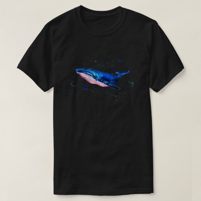 Colorful Humpback Whale Watercolor Painting T-Shirt (Design Front)