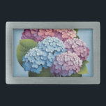 colorful hydrangea belt buckle<br><div class="desc">It depicts the blooming of beautiful hydrangea flowers. Red, blue, and purple hydrangea decorate the garden with gorgeous colors, and the flowers have a three dimensional design that gives them a sense of presence. Colorful flowers bring out the most of the charm of nature, and the beauty of the flowers...</div>