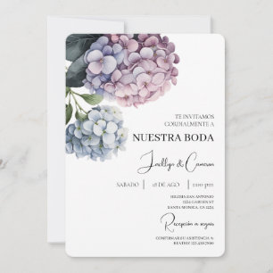 Colorful Hydrangea Spanish Wedding Invitation