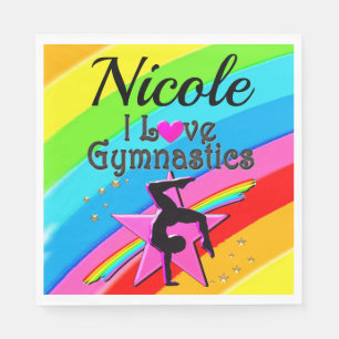 COLORFUL I LOVE GYMNASTICS PERSONALIZED DESIGN NAPKIN