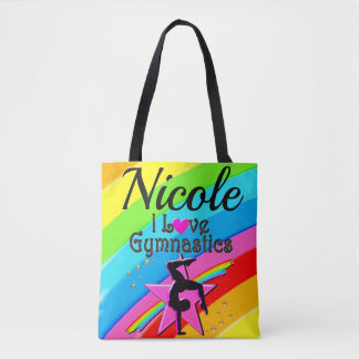 COLORFUL I LOVE GYMNASTICS PERSONALIZED DESIGN TOTE BAG