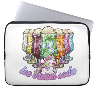 Colorful ice cream soda -with a unicorn- laptop sleeve