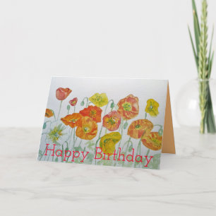 Colorful Iceland Poppy Watercolor Flower floral Card