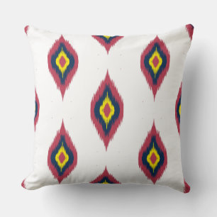Colorful Ikat design Pink Yellow and blue Cushion