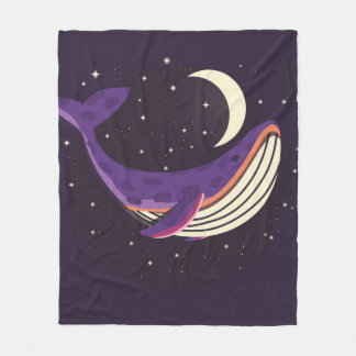 Colorful illustration portrait of cute whale in sp fleece blanket