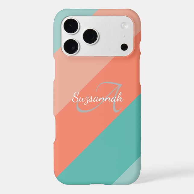 Colorful Initial Letter Monogram & Diagonal Stripe (Back)