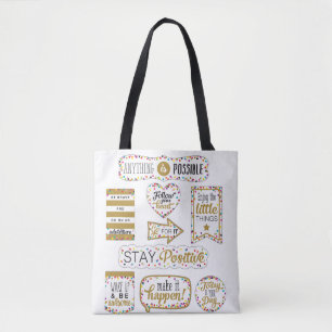 Colorful Inspirational Quotes Tote Bag