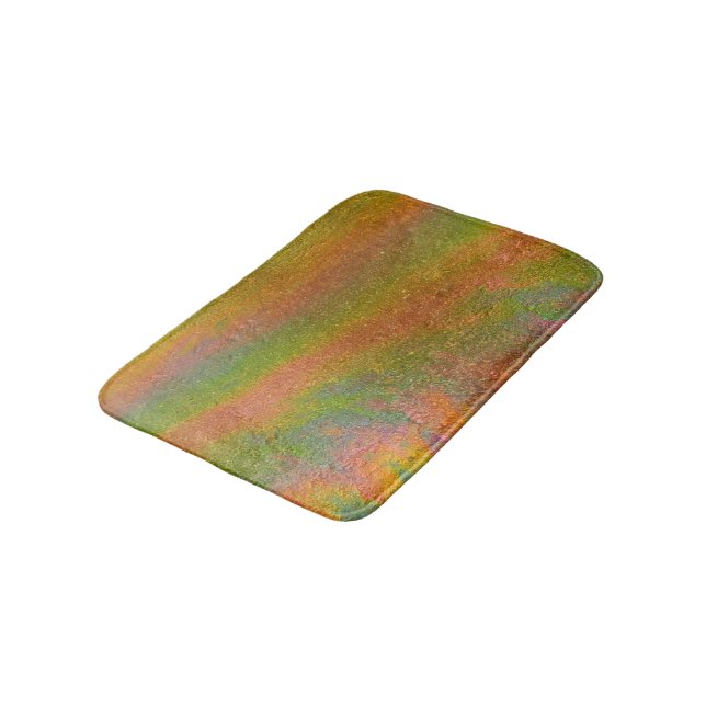 Colorful Iridescent Rainbow Oil Slick Bath Mat (Angled)
