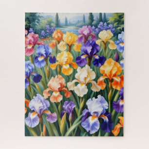 Colorful iris garden jigsaw puzzle