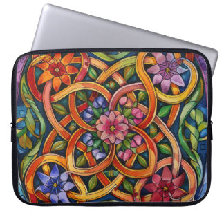 COLORFUL IRISH CELTIC KNOTS AND FLOWERS LAPTOP SLEEVE