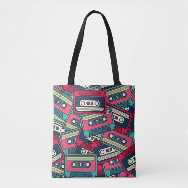 Colorful Irregular Seamless Cassette Pattern. Uniq Tote Bag (Front)