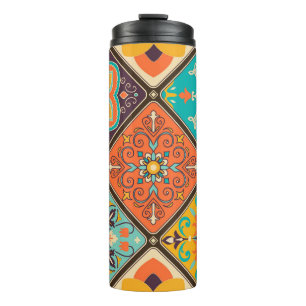 Colorful Islamic-inspired patchwork tile. Thermal Tumbler