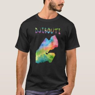 Colorful Isolated Djibouti Map In Watercolor Color T-Shirt