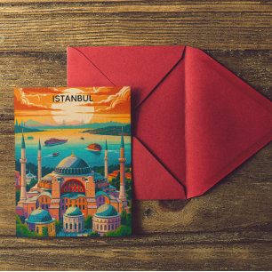 Colorful Istanbul Hagia Sophia Vintage Travel Postcard