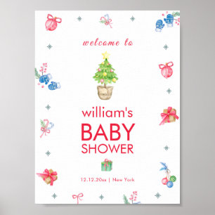 Colorful It's Cold Outside Baby Shower Welcome Poster