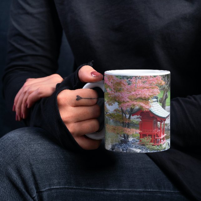 Colorful Japanese Garden Scene Landscape Mug (In Situ Held)
